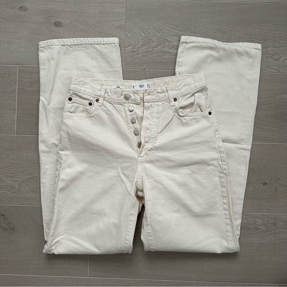 Mango Cream Button-Fly Jeans